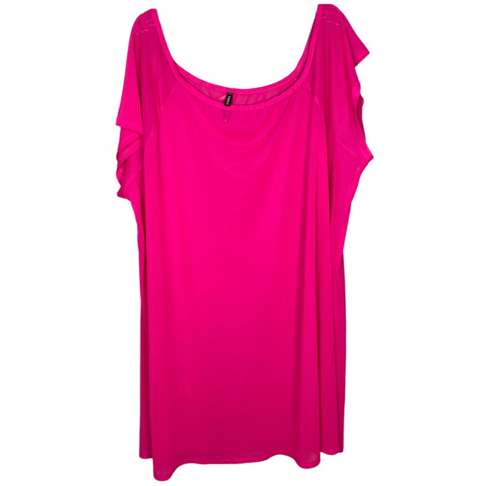 Torrid Swim Semi-Sheer Hot Pink Off The Shoulder Mini Dress Size 4